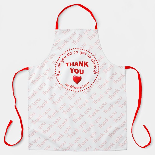 THANK YOU | Healthcare Hero | Customizable RED Apron (Front)