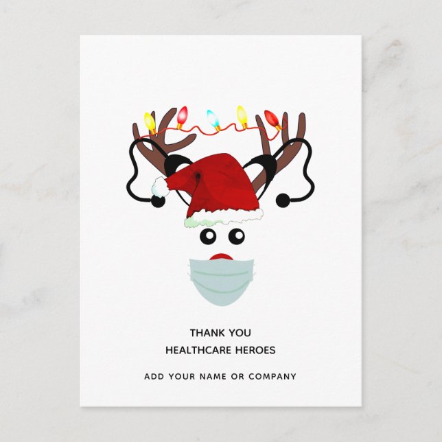 Thank You Healthcare Heroes Christmas 2020 Holiday Postcard (Front)