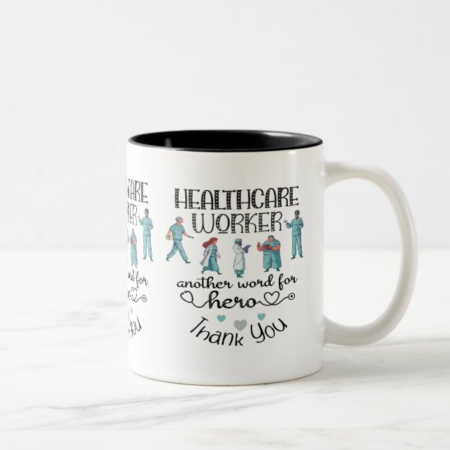 Thank You Healthcare Worker Hero Two-Tone Coffee Mug (Right)