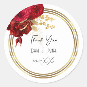 Thank You Heart Bridal Sweet16th Gold White Wreath Classic Round Sticker