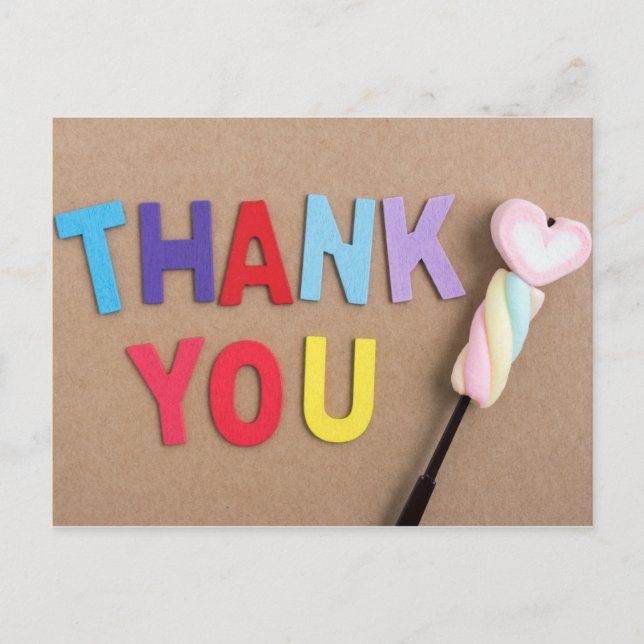 Thank You Heart Candy Postcard (Front)