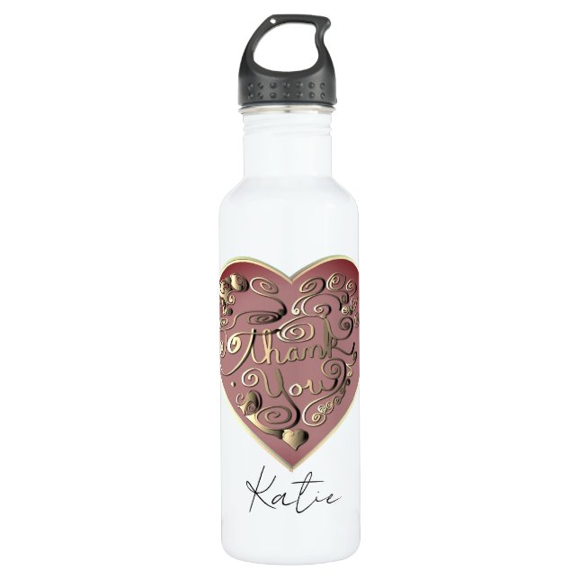 "Thank you" Heart Glass Cup 710 Ml Water Bottle (Front)