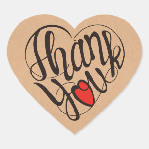 Thank you & heart in 17 langs as heart shapes heart sticker