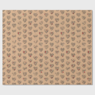 Thank you & heart in 44langs as BK ♡shaped pattern Wrapping Paper