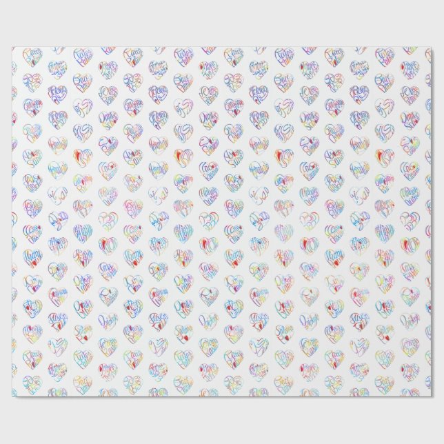 Thank you & heart in 44langs as ♡shaped DC pattern Wrapping Paper (Flat)