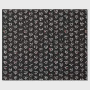 Thank you & heart in 44langs as WH ♡shaped pattern Wrapping Paper