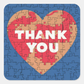 Thank You Heart Puzzle Design Square Sticker