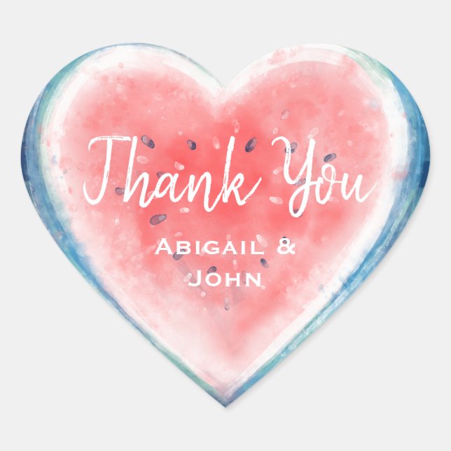Thank You Heart Shaped Watermelon Stickers (Front)