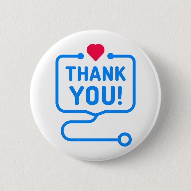 Thank You | Heart Stethoscope 2 Inch Round Button (Front)