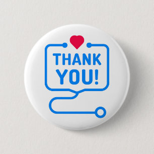 Thank You   Heart Stethoscope 2 Inch Round Button