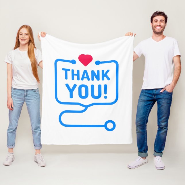 Thank You | Heart Stethoscope Fleece Blanket (In Situ)