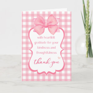 Thank You   Heartfelt Gratitude Pretty Pink Bow Card