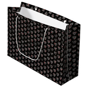 Thank you & hearts 44langs as WH♡shaped pattern Large Gift Bag