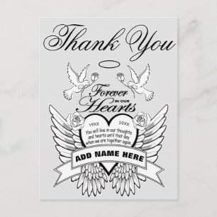 Thank You   Hearts and Doves Memorial Postcard