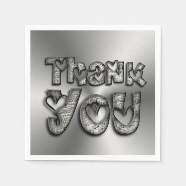 Thank You Hearts Funny Typography Napkins (Front)