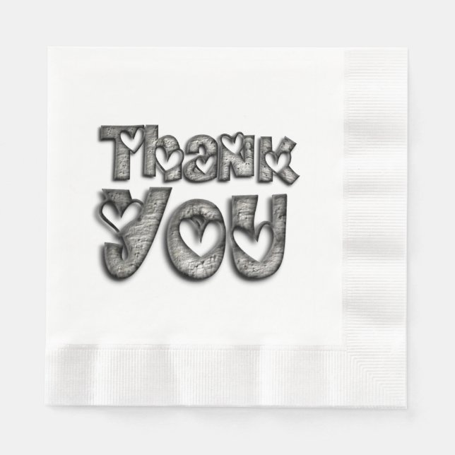 Thank You Hearts Funny Typography Napkins (Front)