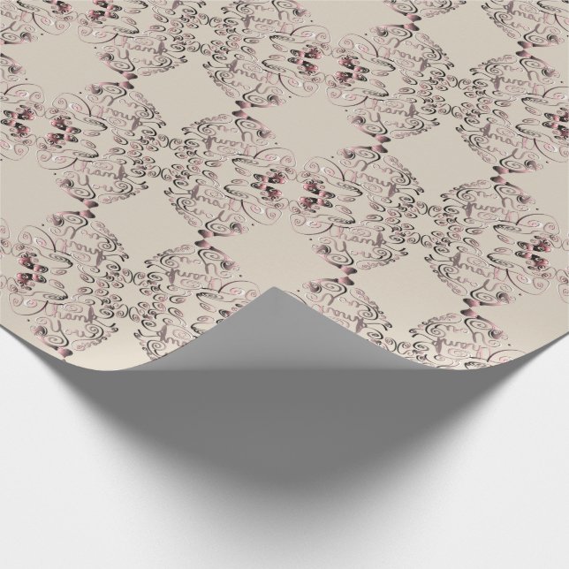 "Thank you"Hearts on Pale Lavender Wrapping Paper (Corner)