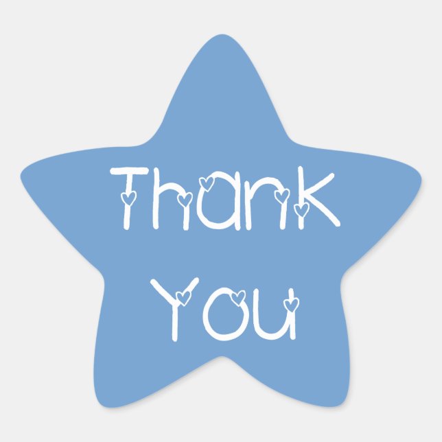 Thank You Hearts Sky Blue Wedding Stickers (Front)
