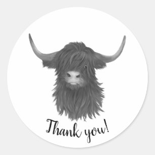 Thank You Highland Cow  Classic Round Sticker