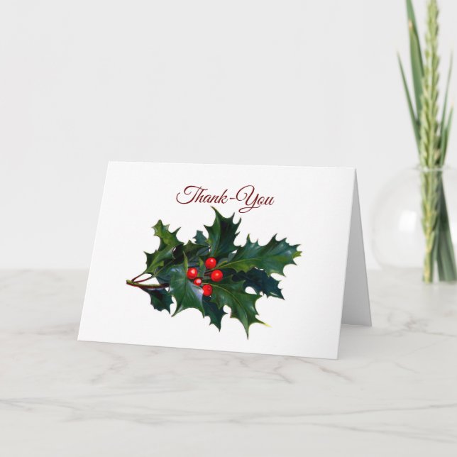 Thank-you Holly Holiday Card (Front)