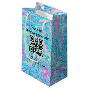 thank you holographic qr code business stylish small gift bag