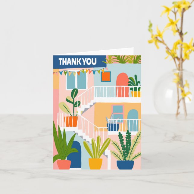 THANK YOU Home Cute Tropical Apartment Card (Yellow Flower)
