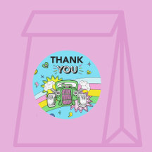 Thank you Hot Rod Car Rainbow Birthday Sticker