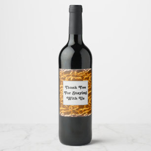 Thank You House Guest Appreciation Orange Metallic Wine Label