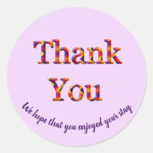 Thank You House Room Vacation Rental Guest Classic Round Sticker