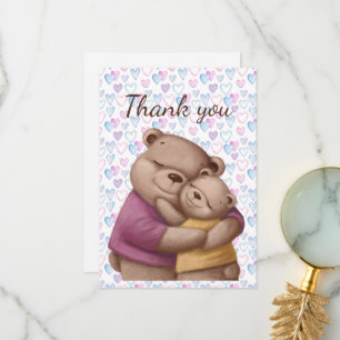 Thank You Hugging Teddy Bears Card