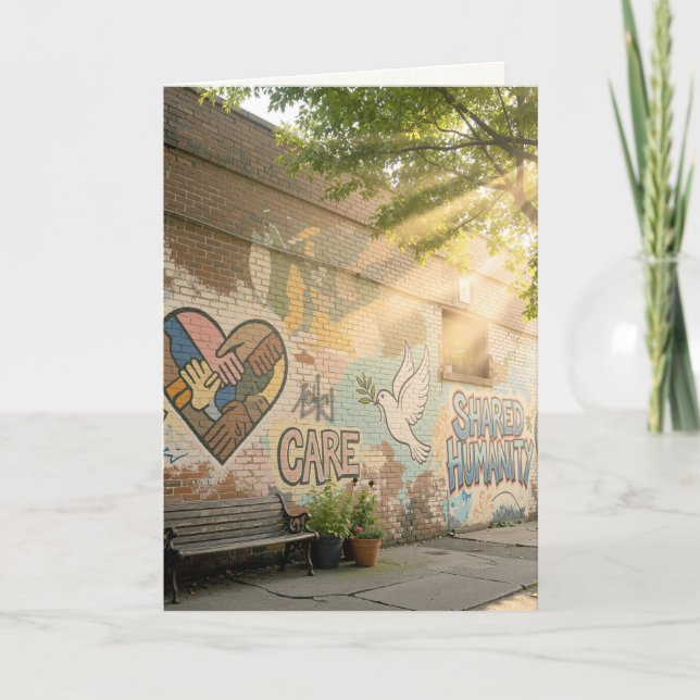 Thank You Humanity Graffiti On Brick Wall Mural Card (Front)
