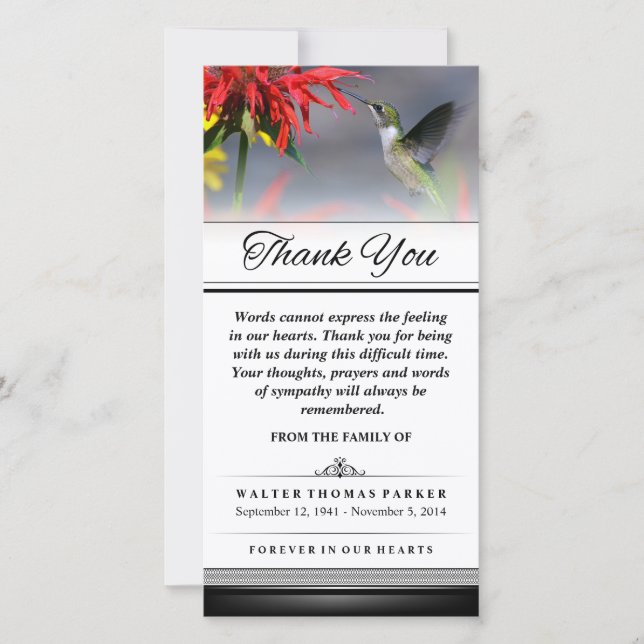 Thank You Hummingbird Words Cannot Express (Front)