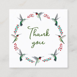 Thank You Hummingbird Wreath Square Business Card