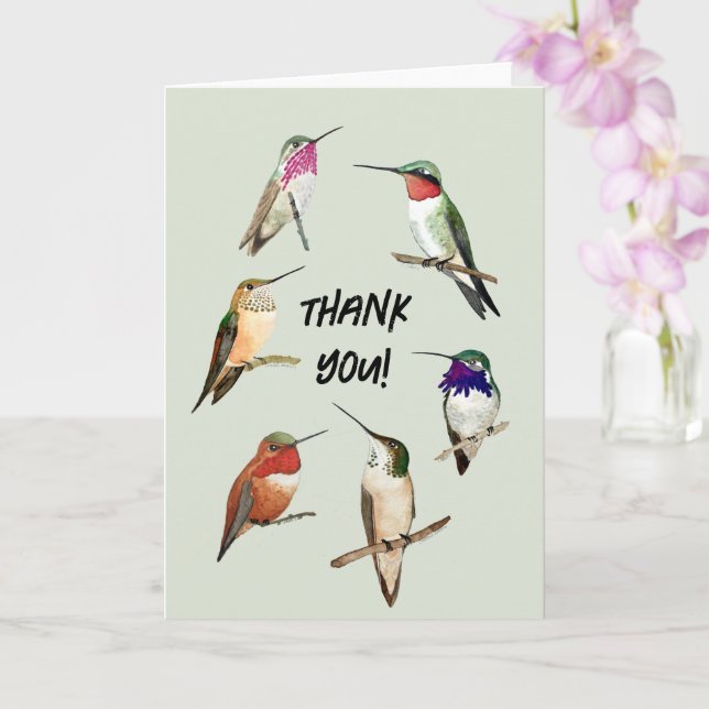 Thank you Hummingbirds Card (Orchid)
