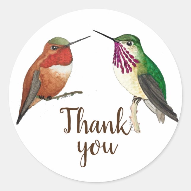 Thank you Hummingbirds   Classic Round Sticker (Front)