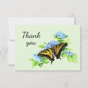 Thank You Hydrangea Butterfly Garden Nature Art Card
