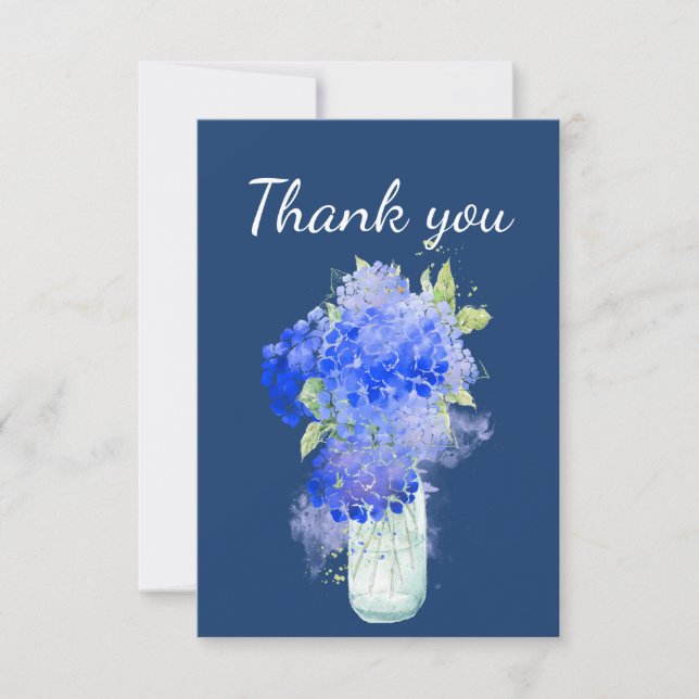 Thank You Hydrangea Garden Flower Art Card (Front)
