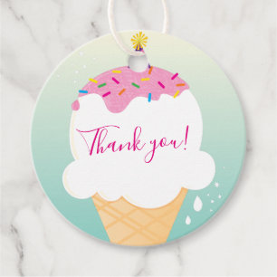 THANK YOU ice cream cone sprinkles colours mint Favour Tags