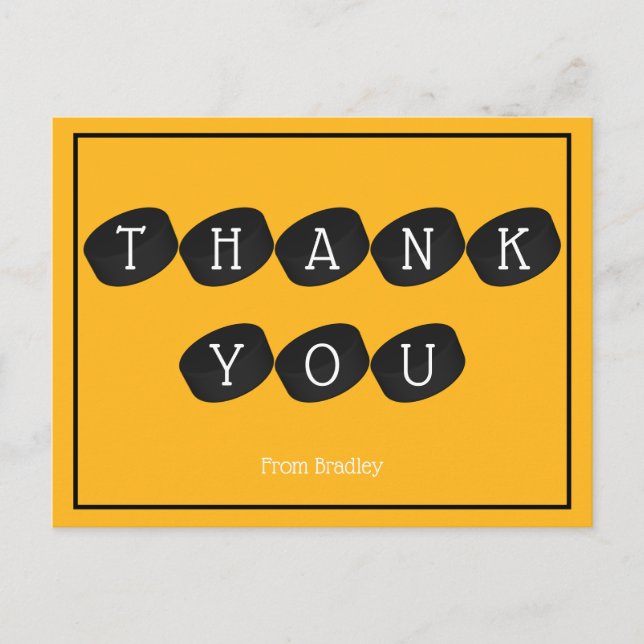 Thank You Ice Hockey Puck Custom Personalized Postcard (Front)