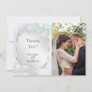 THANK YOU   Icy Blue Shimmer PHOTO Frame Card