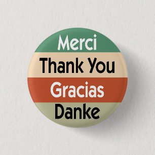 Thank you in 4 languages 1 inch round button