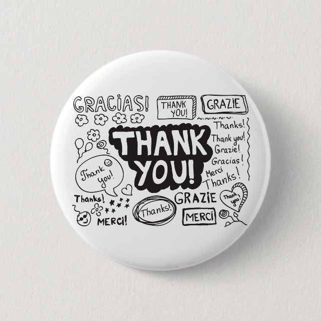Thank You In Different Languages 2 Inch Round Button (Front)
