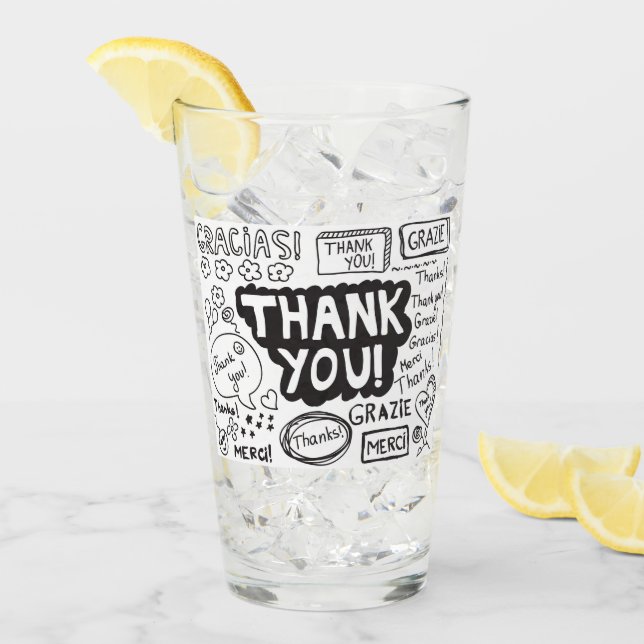 Thank You In Different Languages Glass (Front Ice)
