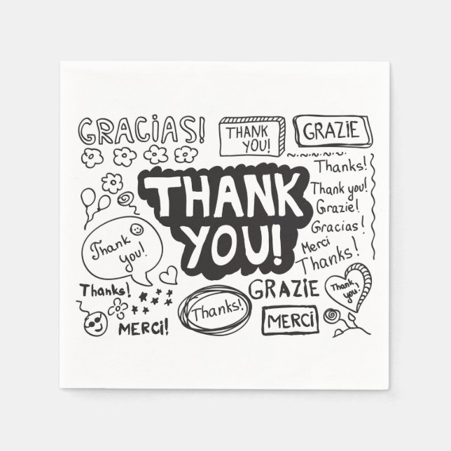 Thank You In Different Languages Napkin (Front)