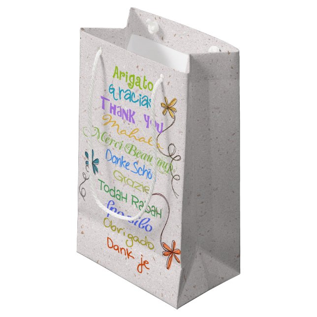 Thank You in Foreign Languages  Small Gift Bag (Front Angled)