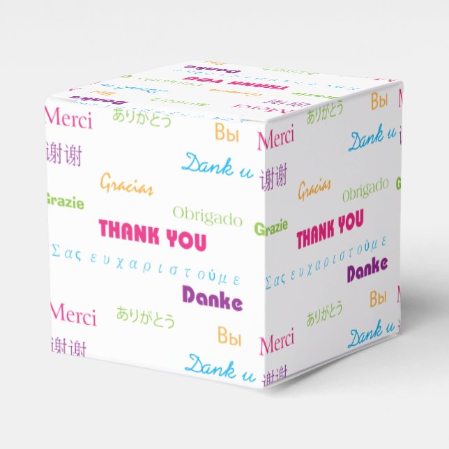 Thank You in Many Languages Favor Box (Front Side)