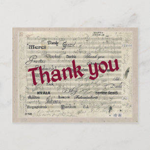 Thank You in Many Languages on Beethoven Score Postcard