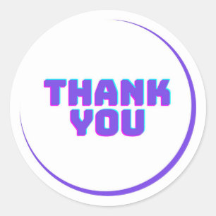  Thank you in purple and white background  Classic Round Sticker