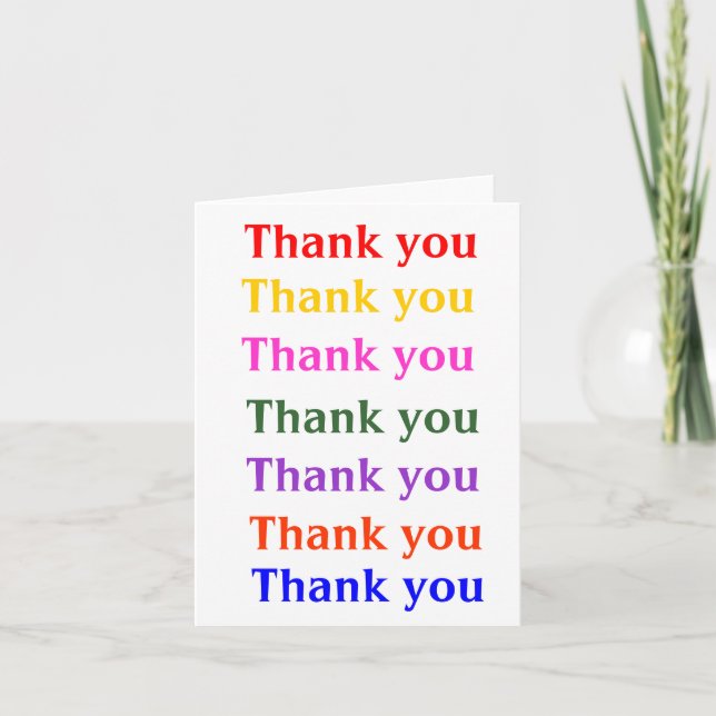Thank you in rainbow colours card (Front)