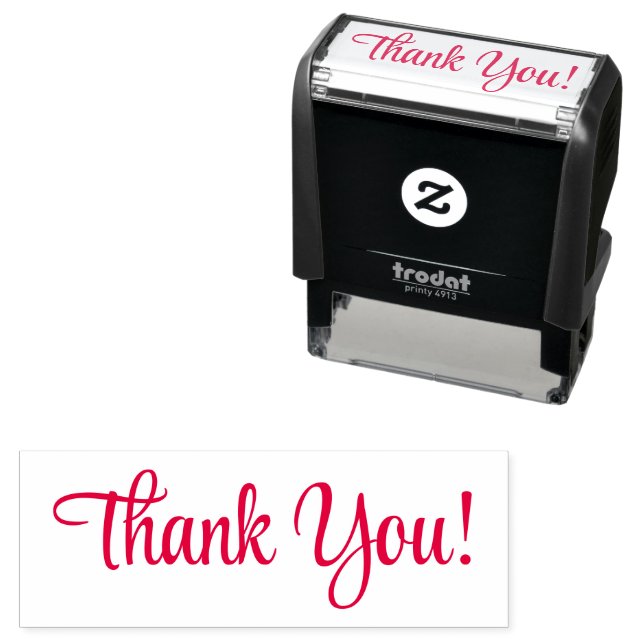 Thank You! in Script Text or Your Message Self-inking Stamp (In Situ)